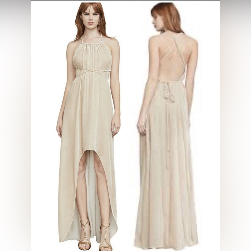 Beige BCBGMAXAZRIA velvet dress